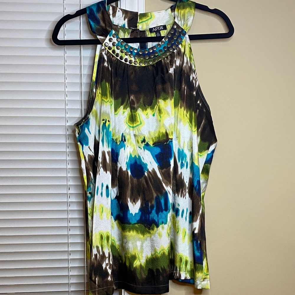 Apt. 9 Blue and Green Patterned Tank Top
